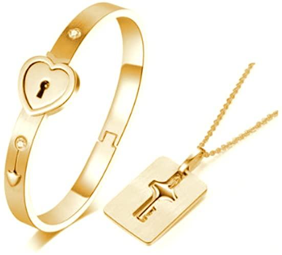 Heart Lock Bracelet And Key Necklace – BigBeryl