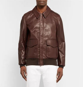 [Factory Outlet] 50% OFF Holiday Sale - Men's Air Force A-2 Leather Flight Bomber Jacket [FREE SHIPPING]